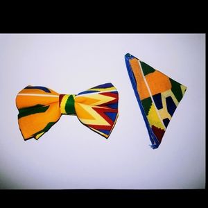 Handmade African Bowtie w/ Pocket Square